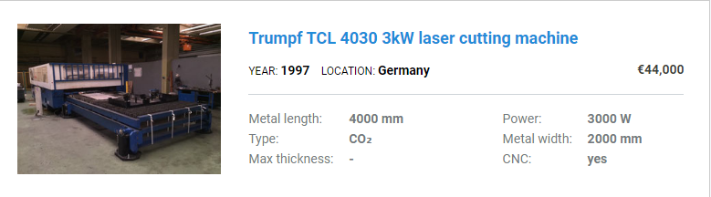 Used Trumpf laser cutting machine